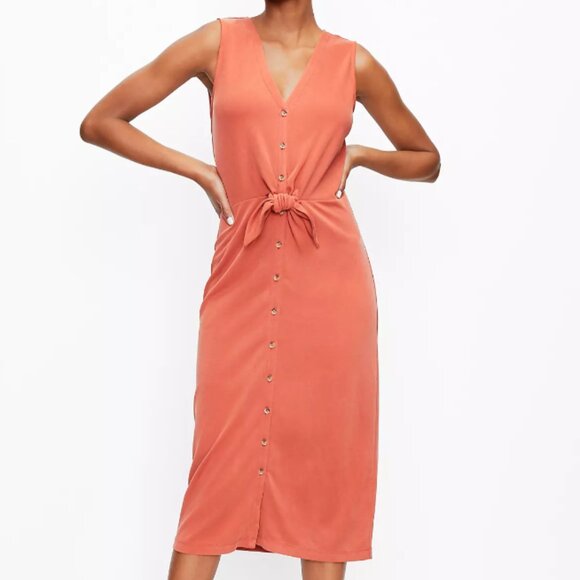 Lou & Grey Dresses & Skirts - NWT Lou & Grey Sandwashed Button Tie Midi Dress XS